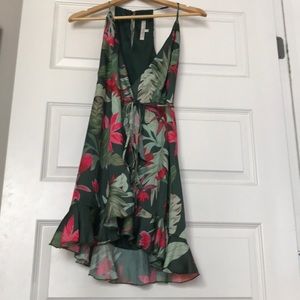 Lovers and Friends palm tree wrap dress size small